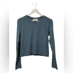 CALIA Pointelle Seamless Long Sleeve Top – Dark Teal – L/XL